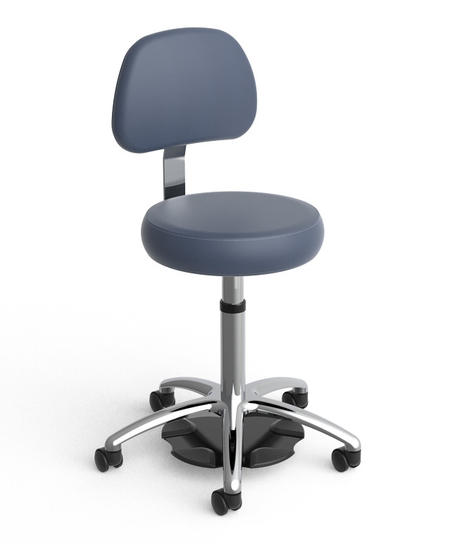 HEALTH ファブリックスツール Medical Rolling Stool with Back - Hands-Free Height Adjustment