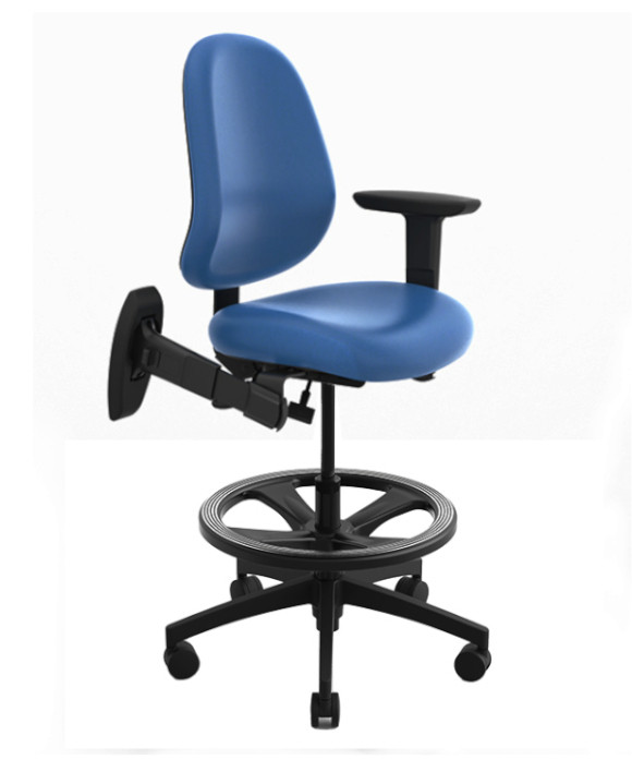 HealtHcentric Lab FR: Adjustable Lab Stool with Backrest
