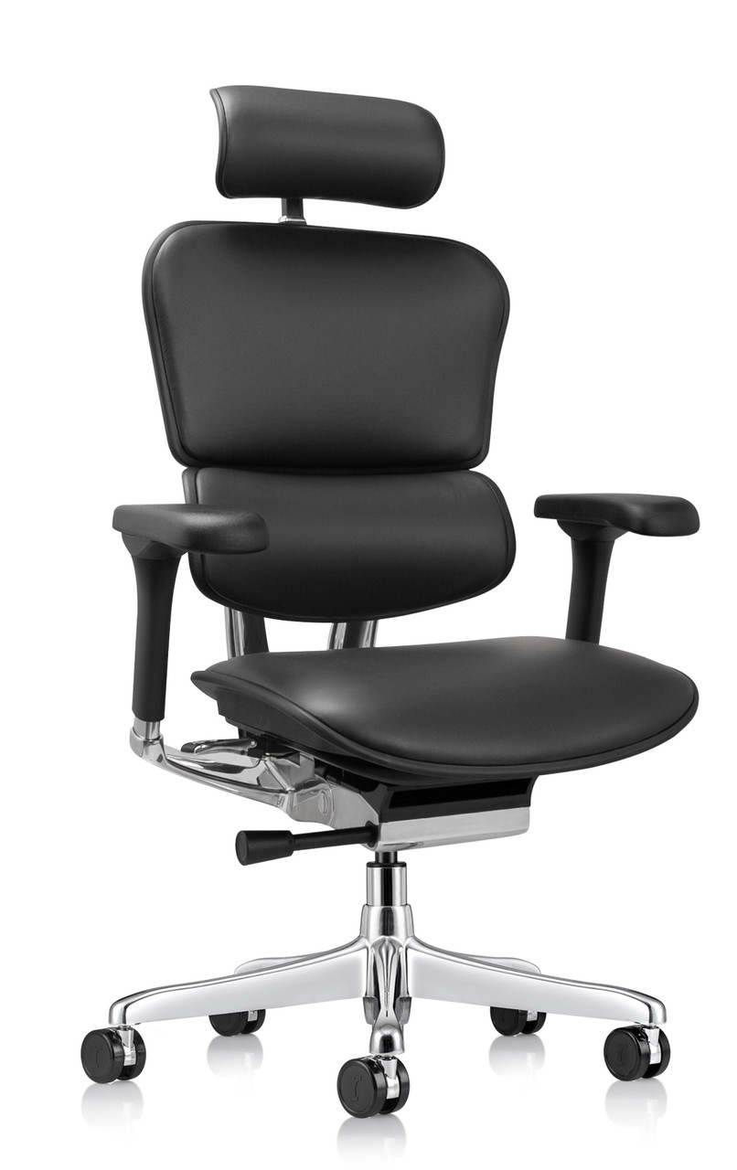 Ergohuman Black High-Back Leather Swivel Chair by Eurotech Seating