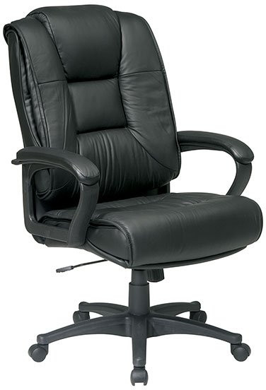 Leather High Back Chair with Padded Loop Arms