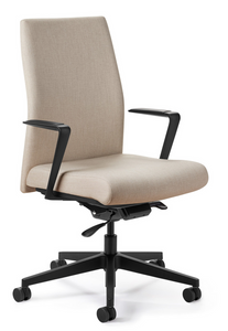 Conference Executive Series High Back Chair with standard black base and cantilever arms, 3/4 Front View