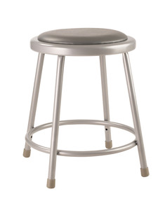 6200 Series 18" Heavy Duty Vinyl Padded Steel Stool, silver frame with grey seat pad  6200 Series 18" Heavy Duty Vinyl Padded Steel Stool, silver frame with grey seat pad