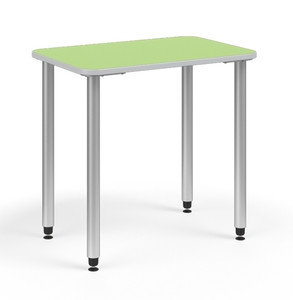 Ruckus Rectangular Fixed Height Post Leg Desk with Island Laminate Top and Silver Legs Ruckus Rectangular Fixed Height Post Leg Desk with Island Laminate Top and Silver Legs