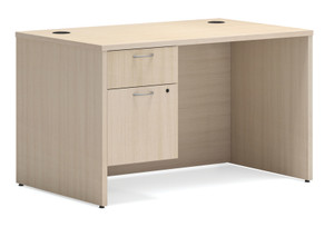 Hon Mod Desk with Single Suspended Pedestal, NEW Desert Oak Laminate, 48"W Hon Mod Desk with Single Suspended Pedestal, NEW Desert Oak Laminate, 48"W