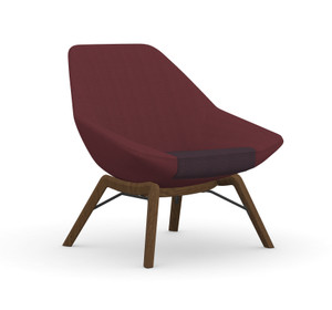 9to5 Seating Jax Mid Back Lounge Chair with Wood Legs, Contrasting Seat and Back Upholsteries, Walnut Frame, 3/4 Front View 9to5 Seating Jax Mid Back Lounge Chair with Wood Legs, Contrasting Seat and Back Upholsteries, Walnut Frame, 3/4 Front View