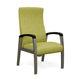 SitOnIt Aviera High Back Patient Chair in Cover Cloth Sorrel, Graphite Frame and Polyurethane Black Armcaps