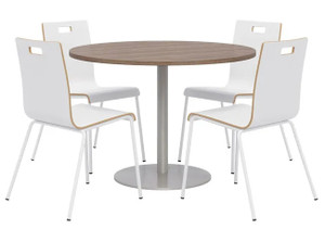 Breakroom Bundle with Jive Stack Chairs in White with White Frame Finish and Proof Table in Studio Teak with Silver Frame Finish Breakroom Bundle with Jive Stack Chairs in White with White Frame Finish and Proof Table in Studio Teak with Silver Frame Finish
