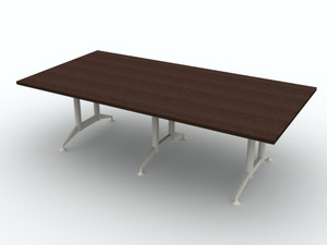 AIS Day to Day Rectangular Conference Table with Arc Aluminum Double Post Base, 96"W in Corporate Walnut Laminate and Chalk Base AIS Day to Day Rectangular Conference Table with Arc Aluminum Double Post Base, 96"W in Corporate Walnut Laminate and Chalk Base
