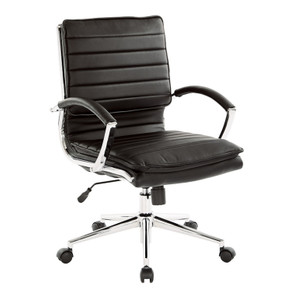 Office Chairs USA Mid Back Manager Chair with Chrome Finish, Black with Removable Arm Sleeves, 3/4 Front View Office Chairs USA Mid Back Manager Chair with Chrome Finish, Black with Removable Arm Sleeves, 3/4 Front View