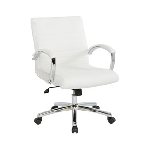 Office Chairs USA Executive Faux Leather Low Back with Padded Arms, White, 3/4 Front View Office Chairs USA Executive Faux Leather Low Back with Padded Arms, White, 3/4 Front View