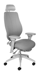 tCentric Hybrid with Grey Frame, Upholstered in Open House Asteroid, Optional Headrest, 3/4 Front View tCentric Hybrid with Grey Frame, Upholstered in Open House Asteroid, Optional Headrest, 3/4 Front View