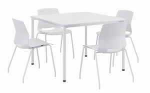 KFI Studios Breakroom Bundle with 42" Dailey Table White Top and Frame, 4 Imme Chairs with White Shell and Frame KFI Studios Breakroom Bundle with 42" Dailey Table White Top and Frame, 4 Imme Chairs with White Shell and Frame
