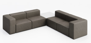 KFI Studios Conversa 4 Person Modular Corner Sofa with Occasional Table, Dillon Storm Vinyl and All White Occasional Table KFI Studios Conversa 4 Person Modular Corner Sofa with Occasional Table, Dillon Storm Vinyl and All White Occasional Table
