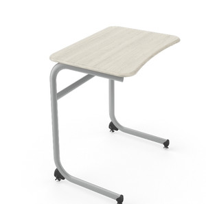 KI Intellect Wave® Cantilever Student Desk QS, Italian Silver Ash Laminate and Edge, Starlight Silver Metallic Base, 3/4 Front View KI Intellect Wave® Cantilever Student Desk QS, Italian Silver Ash Laminate and Edge, Starlight Silver Metallic Base, 3/4 Front View