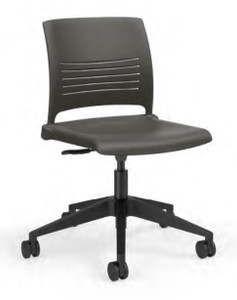 KI Strive Student Task Chair Quickship, Flannel Shell, Black Base, 3/4 Front View
