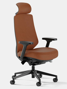 Branch Furniture Ergonomic Chair Pro, Saddle Leather with Black Frame and Optional Headrest, 3/4 Front View