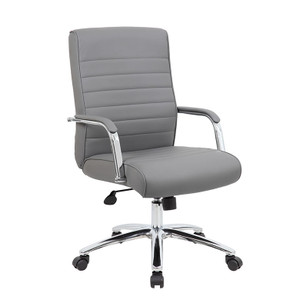 Office Chairs USA Ribbed Office Chair with Lumbar, Grey CaressoftPlus Vinyl, 3/4 Front View Office Chairs USA Ribbed Office Chair with Lumbar, Grey CaressoftPlus Vinyl, 3/4 Front View