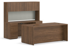 Hon 10500 Series Executive Office Suite with Optional Hutch, Pinnacle Laminate, 3/4 Front View Hon 10500 Series Executive Office Suite with Optional Hutch, Pinnacle Laminate, 3/4 Front View