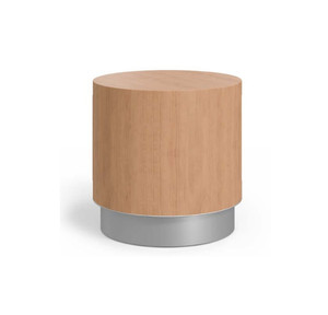 Stance Healthcare Bali Drum Table with Plinth Base, Candlelight Laminate and Smooth Silver Plinth