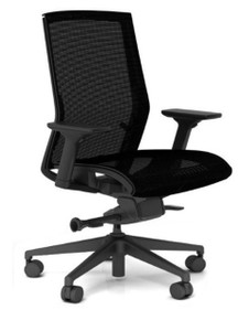 Zilo Black Frame Conference Task Chair, Black Mesh Seat, Back and Base, 3/4 Front View Zilo Black Frame Conference Task Chair, Black Mesh Seat, Back and Base, 3/4 Front View