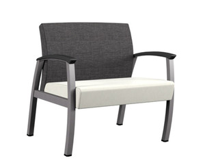 Knú by La-Z-Boy Koncert Metal Visitor Bariatric Guest, Silver Frost Frame Finish, Black Urethane Armcaps, 3/4 Front View