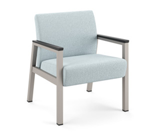 Knú by La-Z-Boy Kadia Mod Metal Visitor Guest, Silver Frost Frame Finish, Carbon Urethane Armcaps, 3/4 Front View