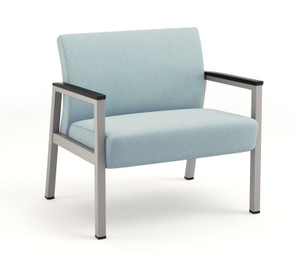 Knú by La-Z-Boy Kadia Mod Metal Visitor Bariatric, Silver Frost Frame Finish, Carbon Urethane Armcaps, 3/4 Front View