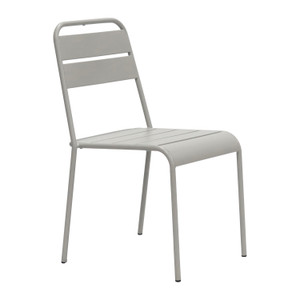 Eurostyle Rosco Outdoor Stacking Side Chair, Carton of 2, Oyster Grey, 3/4 Front View