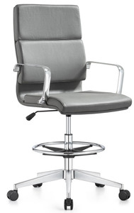 Jimi Mid-Back Stool, gray eco-leather with casters Jimi Mid-Back Stool, gray eco-leather with casters