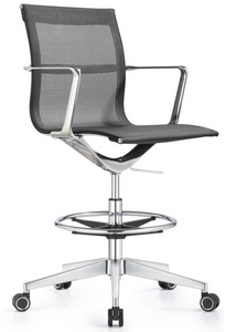 Joan Mid-Back Mesh Stool, Black, 3/4 Front View