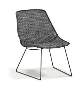 Homecrest Casper Outdoor Armless Chat Chair, Nightfall Powder-coat Finish with Graphite Woven Fabric, 3/4 Front View