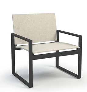 Homecrest Allure Outdoor Chat Chair, Sandbar Sling Fabric, Umber Frame Finish, 3/4 Front View