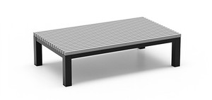 Homecrest Eden All-Weather Coffee Table, Light Grey HDPE Tabletop, Carbon Frame Finish, 3/4 Front View