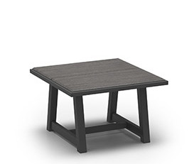 Homecrest Medley All-Weather Side Table, Coastal Grey HDPE Tabletop, Carbon Frame Finish, 3/4 Front View