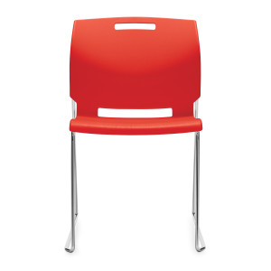 Global Popcorn Stack Chair, Scarlett Shell, Front View