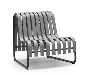 Homecrest Outdoor Surf Outside Radius Chat Chair, Light Grey Seat, Carbon Frame, 3/4 Front View