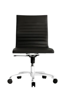 Office Chairs USA Ribbed Medium Back Armless, Black EPU Upholstery, Front View
