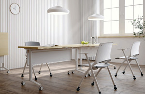 Friant Lune Nesting Table with Soleil Nesting Chairs Bundle, White Finishes *Includes 1 table and 2 chairs