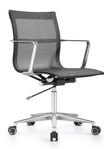 Joan Mesh Mid Back Black, 3/4 Front View