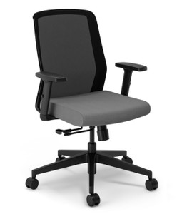 Element C Series Task Chair, Charcoal Upholstery, Height Adjustable Arms, 3/4 Front View