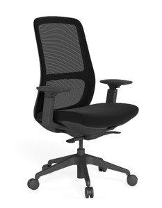 Element Moxy Task Chair, Black Element Upholstery, Height Adjustable Arms, 3/4 Front View