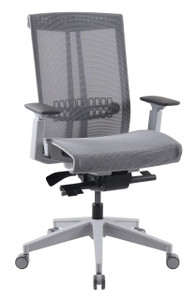 Element Vex All Mesh Task Chair with Gray Frame, 6 Way Adjustable Arm, 3/4 Front View