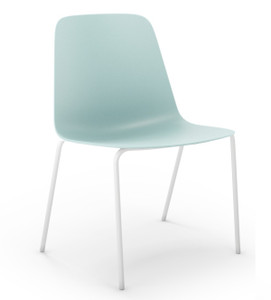 Element Bree Metal 4 Leg Stacker, Lagos Poly Shell, White Leg Finish, 3/4 Front View