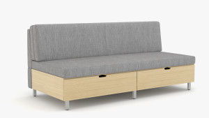 Interwoven by Kimball Villa Armless Health Sleep Sofa with Drawers, Clear Plywood Drawer Finish, 3/4 Front View