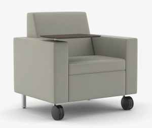 Interwoven by Kimball Villa Health Mobile Lounge Chair, Optional Tablet, 3/4 Front View