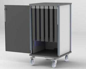Raspberry Esophageal Dilator Cart, Vertical Storage, 6 Vertical Cassettes Included, 3/4 Front View