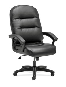 Hon Pillow-Soft High Back Executive with Black Bonded Leather, 3/4 Front View