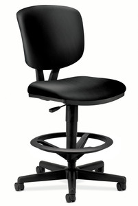 Hon Volt Upholstered Back Task Stool in Black Bonded Leather