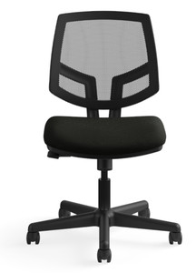 Hon Volt Synchro-Tilt Mesh Task Chair, Black Fabric Seat, Armless, Front View