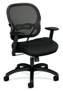 Hon Wave All Mesh Mid Back Task, Black Mesh Back and Sandwich Mesh Seat, 3/4 Front View